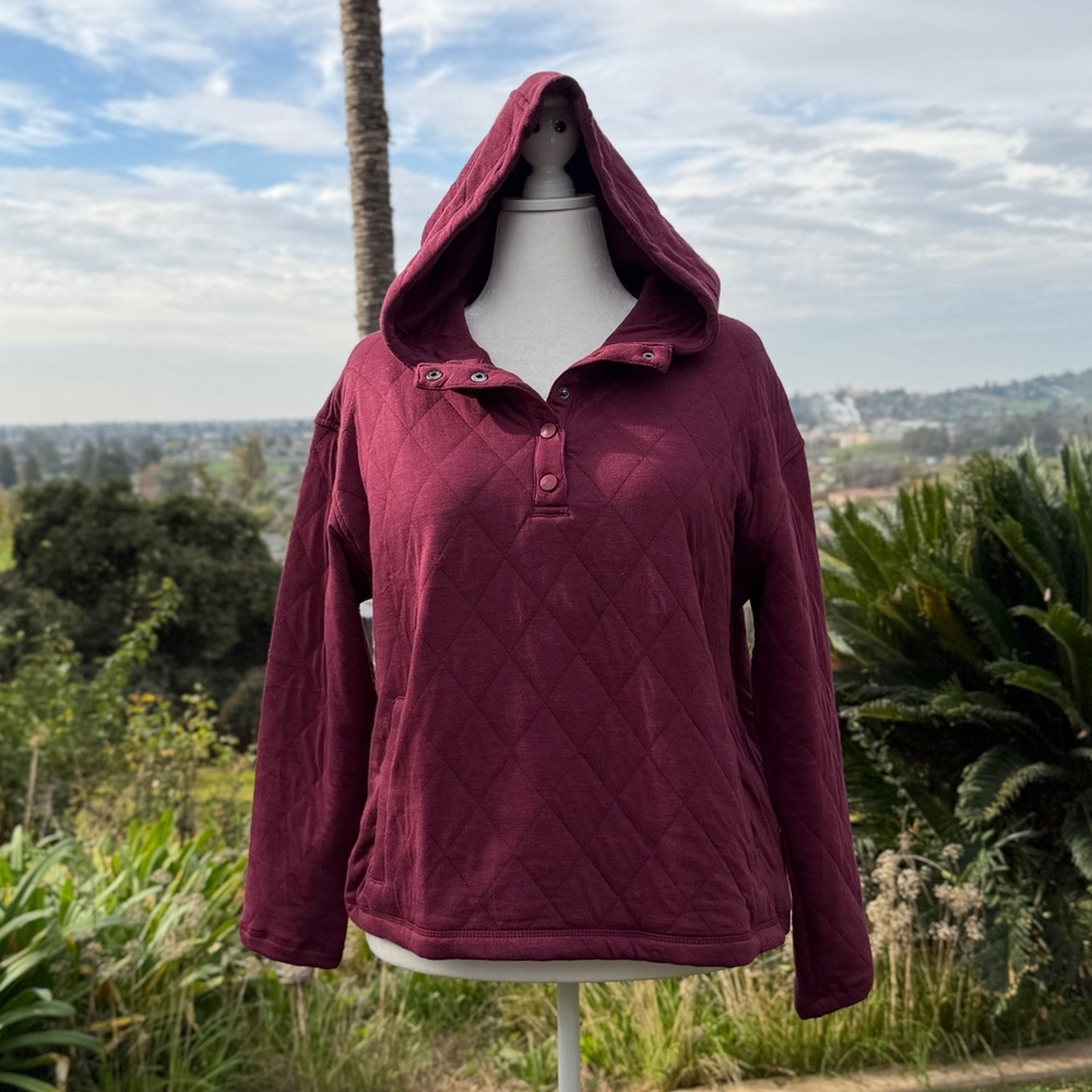 Land’s End Quilted Burgundy Hoodie